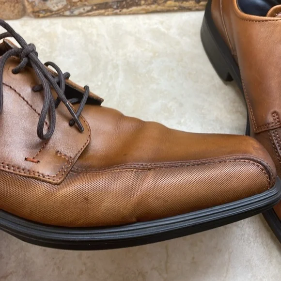 Ecco Men’s Lace Up Oxford Shoes Dress Shock Point Leather Brown Size 44/10-10.5 - Picture 13 of 16